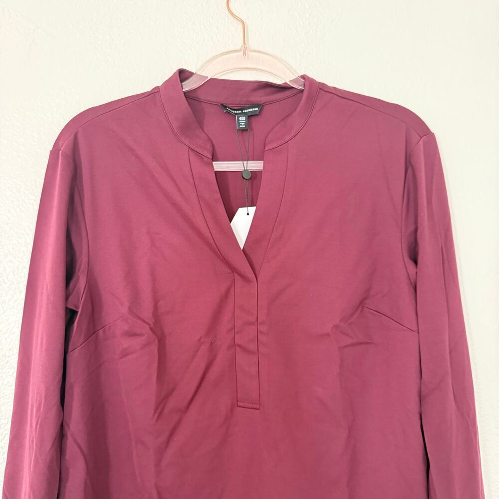 NWT Universal Standard Henley Woven Tunic Top V Neck Modest Fig Purple 4XS 0 - Picture 2 of 6